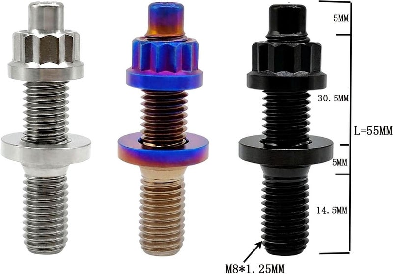 Titanium M8x1.25x55mm Titanium Exhaust Manifold Stud Kit Original GR5 Titanium Bolt Kit 12 PCS/Set - Image 2